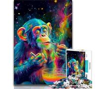 Jigsaw Puzzle 1000 Pieces for Adults Psychedelic Smoke Cat 1000 Pieces for Adults,Challenging Game for The Whole for Women, Gifts for Men (size 75x50cm)