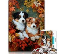 Jigsaw Puzzle 1000 Pieces for Adults Puppy in The Fallen Leaves 1000 Pieces for Adults,Interesting Stress Reduction Parent-child Interaction (size 75x50cm)