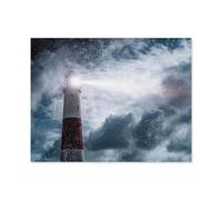 Jigsaw Puzzle 1000 Pieces for Adults，Red and white lighthouse in the night rain with rough sea，Large Puzzle Game Artwork for Adults Teens, Family Decorations, Unique Puzzle Gift（38x26cm）-D42