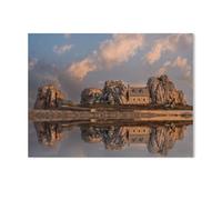 Jigsaw Puzzle 1000 Pieces for Adults，Reflection of the House Between the Cliffs at Sunset，Large Puzzle Game Artwork for Adults Teens, Family Decorations, Unique Puzzle Gift（38x26cm）-Z30