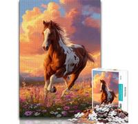 Jigsaw Puzzle 1000 Pieces for Adults Running Horse Adult Puzzles,Challenging Family Activity Games DIY Toy for Home Wall Decor Gifts (size 75x50cm)