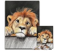 Jigsaw Puzzle 1000 Pieces for Adults Sad Lion Cardboard Puzzles for 14+ Difficult to Complete But Fun And Humorous Birthday Gift 26X38CM