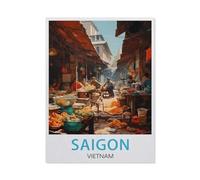 Jigsaw Puzzle 1000 Pieces for Adults,Saigon Vietnam vintage travel poster,Large Puzzle Game Artwork for Adults Teens, Family Decorations, Unique Puzzle Gift(75x50cm)-BC80