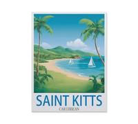 Jigsaw Puzzle 1000 Pieces for Adults，Saint Kitts Caribbean Vintage Travel Posters，Teens Boys Girls Puzzles Premium Quality Fun Family Challenging Puzzles for Birthday（26x38CM）-DB69