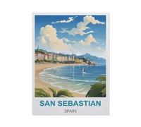 Jigsaw Puzzle 1000 Pieces for Adults，San Sebastian Spain Vintage Travel Poster，Large Puzzle Game Artwork for Adults Teens（75x50cm）-CB96