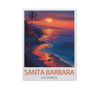 Jigsaw Puzzle 1000 Pieces for Adults,Santa Barbara California Vintage Travel Poster,Large Puzzle Game Artwork for Adults Teens(38x26cm)-CG36