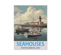 Jigsaw Puzzle 1000 Pieces for Adults,Seahouses Northumberland,Teens Boys Girls Puzzles Premium Quality Fun Family Challenging Puzzles for Birthday(75x50cm)-HC89