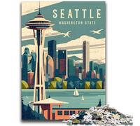 Jigsaw Puzzle 1000 Pieces for Adults Seattle Washington Travel 1000 Pieces for Teenagers,Challenging Family Activity Games DIY Toy for Home Wall Decor Gifts (26x38cm)