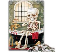 Jigsaw Puzzle 1000 Pieces for Adults Skeleton Taking A Bath 1000 Pieces for Teenagers,Challenging Family Activity Games DIY Toy for Home Wall Decor Gifts (75x50cm)