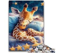 Jigsaw Puzzle 1000 Pieces for Adults Sleeping Giraffe Jigsaw,Stress Reliever Staycation Kill Time Parent-child Interaction (75x50cm)