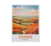 Jigsaw Puzzle 1000 Pieces for Adults,Somme France Vintage Travel Poster,Teens Boys Girls Puzzles Premium Quality Fun Family Challenging Puzzles for Birthday(50x70cm)-AN65