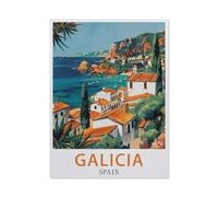 Jigsaw Puzzle 1000 Pieces for Adults，Spain Galicia Vintage Travel Poster，Teens Boys Girls Puzzles Difficult Challenging Puzzle for Party Games Kids Family Friends-AU236-50x70cm