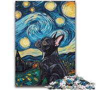 Jigsaw Puzzle 1000 Pieces for Adults Starry Night Boston Terrier Puzzles,Challenging Family Activity Games DIY Toy for Home Wall Decor Gifts (26x38cm)