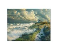Jigsaw Puzzle 1000 Pieces for Adults,Storm Warning on the Coast,Teens Boys Girls Puzzles Difficult Thick Sturdy Pieces Challenging Puzzle for Party Games(50x70cm)-Z51
