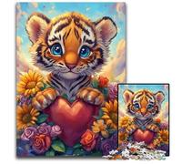 Jigsaw Puzzle 1000 Pieces for Adults Sunflower Tiger Cardboard Jigsaw Puzzles Difficult And Challenge, Great Gifts And Toys for Age 14 26X38CM