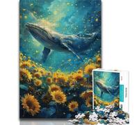 Jigsaw Puzzle 1000 Pieces for Adults Sunflowers And Whales 1000 Pieces for Adults,Interesting Stress Reduction Parent-child Interaction (size 75x50cm)