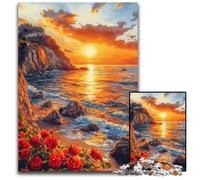 Jigsaw Puzzle 1000 Pieces for Adults Sunset at The Seaside Cardboard Jigsaw Puzzles Games Toys Gift, Enhance Love between Couples for Age 14+ 26X38CM