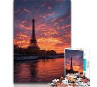 Jigsaw Puzzle 1000 Pieces for Adults Sunset Eiffel Adult Puzzles,Challenging Family Activity Games DIY Toy for Home Wall Decor Gifts (size 75x50cm)