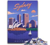 Jigsaw Puzzle 1000 Pieces for Adults Sydney Travel POSTER CITY 1000 Pieces for Teenagers,Birthday Present, Gifts, Wall Art for Ages 14+ (50x75cm)