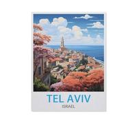Jigsaw Puzzle 1000 Pieces for Adults，Tel Aviv Israel Vintage Travel Poster，Teens Boys Girls Puzzles Difficult Challenging Puzzle for Party Games Kids Family Friends（75x50cm）-BD44
