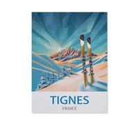 Jigsaw Puzzle 1000 Pieces for Adults,Tignes France Vintage Travel Poster Ski,Large Puzzle Game Artwork for Adults Teens, Family Decorations, Unique Puzzle Gift26x38cm-DA62