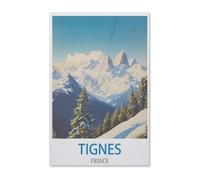 Jigsaw Puzzle 1000 Pieces for Adults，Tignes France Vintage Travel Poster，Unique Suitable for Teenagers and Adults, Home Decoration（38x26cm）-F7