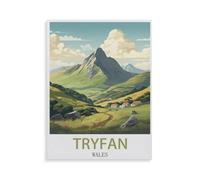 Jigsaw Puzzle 1000 Pieces for Adults,Tryfan Wales Vintage Travel Posters,Teens Boys Girls Puzzles Difficult Thick Sturdy Pieces Challenging Puzzle for Party Games(50x70cm)-AF42