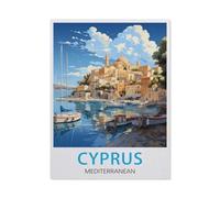 Jigsaw Puzzle 1000 Pieces for Adults,Vintage Travel Poster Cyprus,Kids Teens Large Families Puzzle Game(75x50cm)-BE34