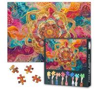Jigsaw Puzzle 1000 Pieces for Adults Volumetric Fractal Art Kaleidoscope Colors Hypnotic Geometric Patterns Mindful Meditation Puzzle for Stress Relief Modern Home Decor 27.5x19.7 Inches