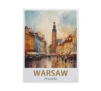 Jigsaw Puzzle 1000 Pieces for Adults,Warsaw Poland Vintage Travel Poster,Kids Teens Large Families Puzzle Game50x70cm-AQ76