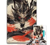 Jigsaw Puzzle 1000 Pieces for Adults Watercolor Chinese Dragon Adult Jigsaw,learning Educational for Is Ideal As A Gift for The Whole Family 75x50cm
