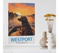 Jigsaw Puzzle 1000 Pieces for Adults，Westport Massachusetts Vintage Travel Poster，Kids Teens Large Families Puzzle Game（75x50cm）-E19