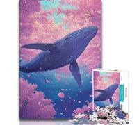 Jigsaw Puzzle 1000 Pieces for Adults Whales Under Cherry Blossoms 1000 Pieces for Teenagers,Birthday Present, Gifts, Wall Art for Age 14 Years Up (size 75x50cm)