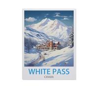 Jigsaw Puzzle 1000 Pieces for Adults，White Pass Canada Vintage Travel Posters，Teens Boys Girls Puzzles Difficult Thick Sturdy Pieces Challenging Puzzle for Party Games（38x26cm）-CD6