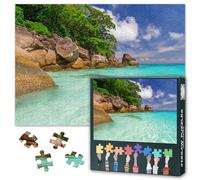 Jigsaw Puzzle 1000 Pieces for Adults Wilderness Nature Photography Tropical Teal Beach Shore Paradise Ocean View Wall Art Relaxing Challenge Coastal Decor Gift for Nature Lovers 27.5 x 19.7 Inches