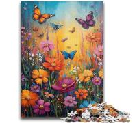 Jigsaw Puzzle 1000 Pieces for Adults Wildflowers Butterflies Oil Painting Adult Puzzles,Educational Games Home Decoration Unique Home Decor And Gifts (26x38cm)