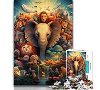 Jigsaw Puzzle 1000 Pieces for Teenagers African Animals Teenager Puzzles,with Matching Poster And Trivia Sheet for Ages 14+ 38x26cm