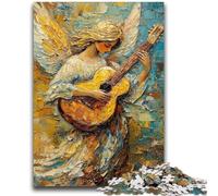 Jigsaw Puzzle 1000 Pieces for Teenagers Angel Playing Guitar Oil Painting Teenager Jigsaw,Stress Reliever Difficult Challenge Secret Santa Gifts (50x75cm)