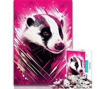 Jigsaw Puzzle 1000 Pieces for Teenagers Animals Honey Badger Teenager Jigsaw,for Educational Game Challenge Toy Unique Home Decor And Gifts 26x38cm