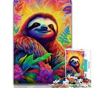 Jigsaw Puzzle 1000 Pieces for Teenagers Art Animal Sloth 1000 Piece Jigsaw,Family Entertainment Toys with Matching Poster And Trivia Sheet (size 38x26cm)