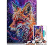 Jigsaw Puzzle 1000 Pieces for Teenagers Art Colourful Fox Teenager Jigsaw,for Educational Game Challenge Toy Unique Home Decor And Gifts 26x38cm