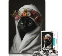 Jigsaw Puzzle 1000 Pieces for Teenagers Artistic Abstract Black Cat 1000 Piece Jigsaw,Family Entertainment Toys with Matching Poster And Trivia Sheet (size 75x50cm)