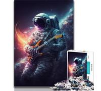 Jigsaw Puzzle 1000 Pieces for Teenagers Astronaut Playing Guitar Jigsaw,Quiz Game Wall Decoration Unique Birthday And Xmas Gifts (size 75x50cm)