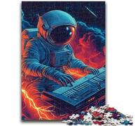 Jigsaw Puzzle 1000 Pieces for Teenagers Astronaut Playing Music 1000 Piece Jigsaw,with Matching Poster And Trivia Sheet for Ages 14+ (75x50cm)
