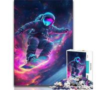 Jigsaw Puzzle 1000 Pieces for Teenagers Astronaut Surfing Teenager Puzzles,with Matching Poster And Trivia Sheet for Ages 14+ 75x50cm