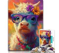 Jigsaw Puzzle 1000 Pieces for Teenagers Baby Yak Wearing Glasses 1000 Pieces for Teenagers,Stress Reliever Difficult Challenge Home Decoration Toys 26x38cm