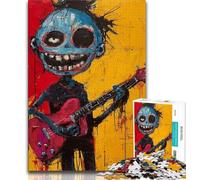 Jigsaw Puzzle 1000 Pieces for Teenagers Basquiat-style Guitarist Adult Jigsaw,Stress Reliever Difficult Challenge Secret Santa Gifts (size 38x26cm)
