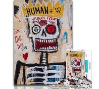Jigsaw Puzzle 1000 Pieces for Teenagers Basquiat-style Skeleton King 1000 Piece Puzzle,with Matching Poster And Trivia Sheet for And Age 14 Years Up (size 75x50cm)