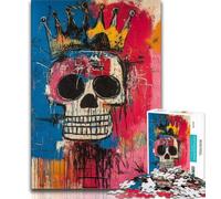 Jigsaw Puzzle 1000 Pieces for Teenagers Basquiat-style Skull Teenager Jigsaw,for Educational Game Challenge Toy Unique Home Decor And Gifts 26x38cm