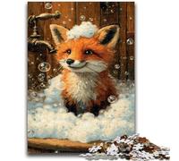 Jigsaw Puzzle 1000 Pieces for Teenagers Bathing Fox 1000 Piece Jigsaw,with Matching Poster And Trivia Sheet for Ages 14+ (75x50cm)